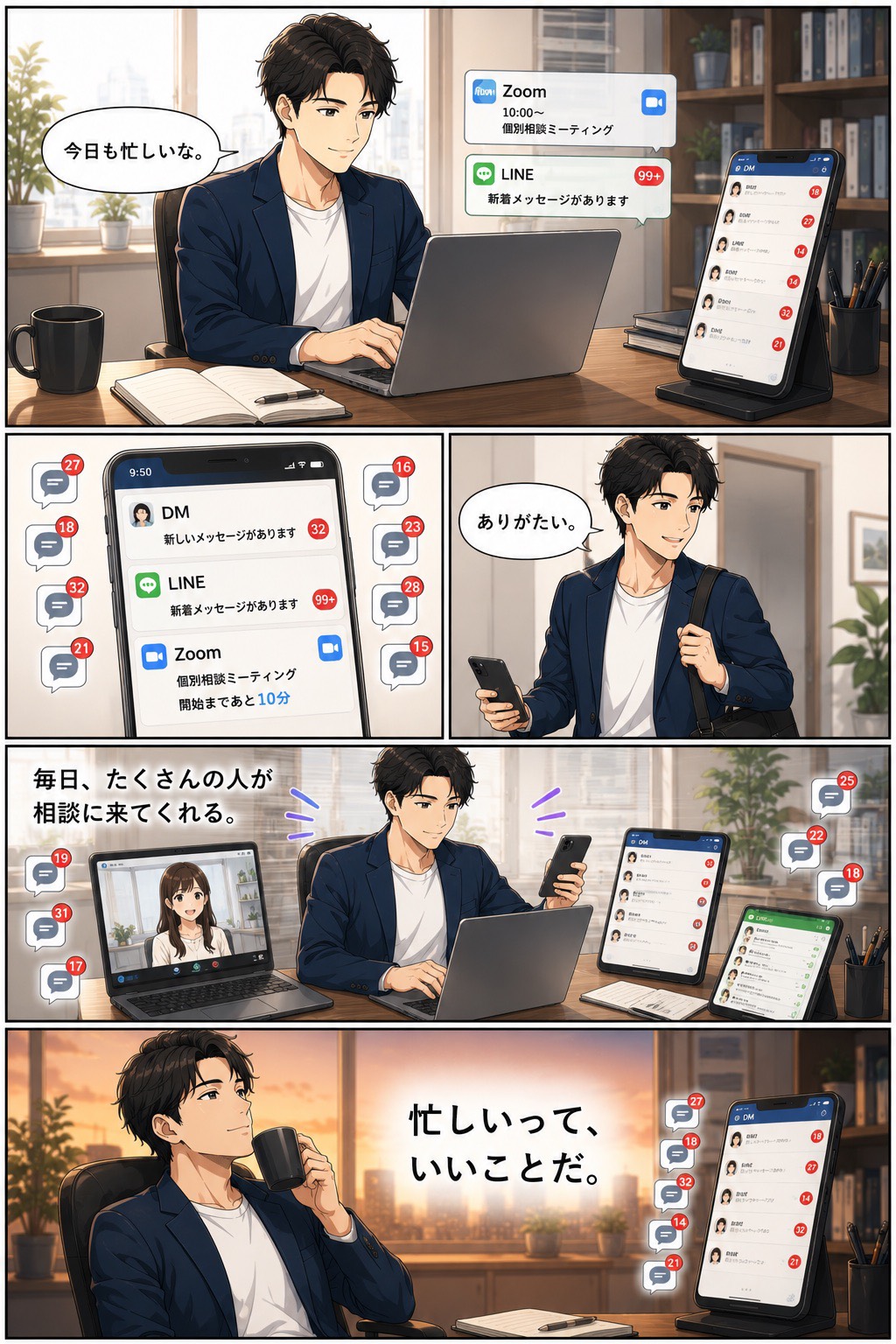 毎日たくさんの相談に対応する男性