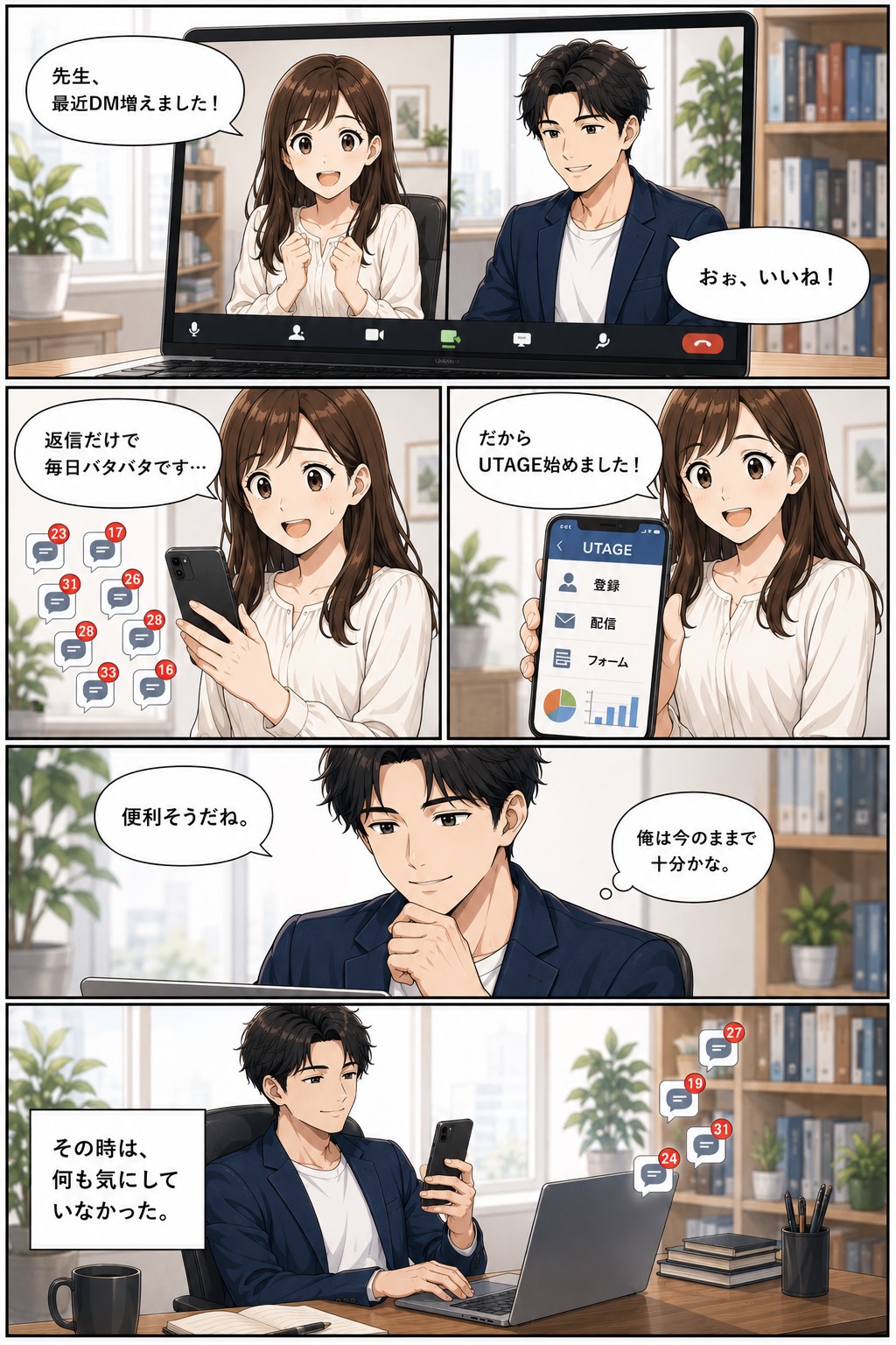 UTAGEを使い始めた教え子とのオンライン会話