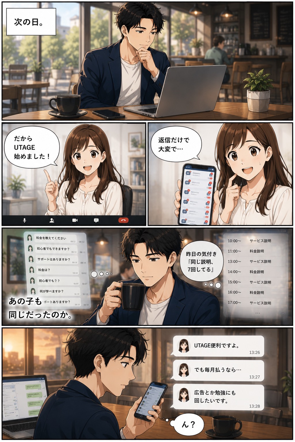 翌日、教え子の話を思い返す男性