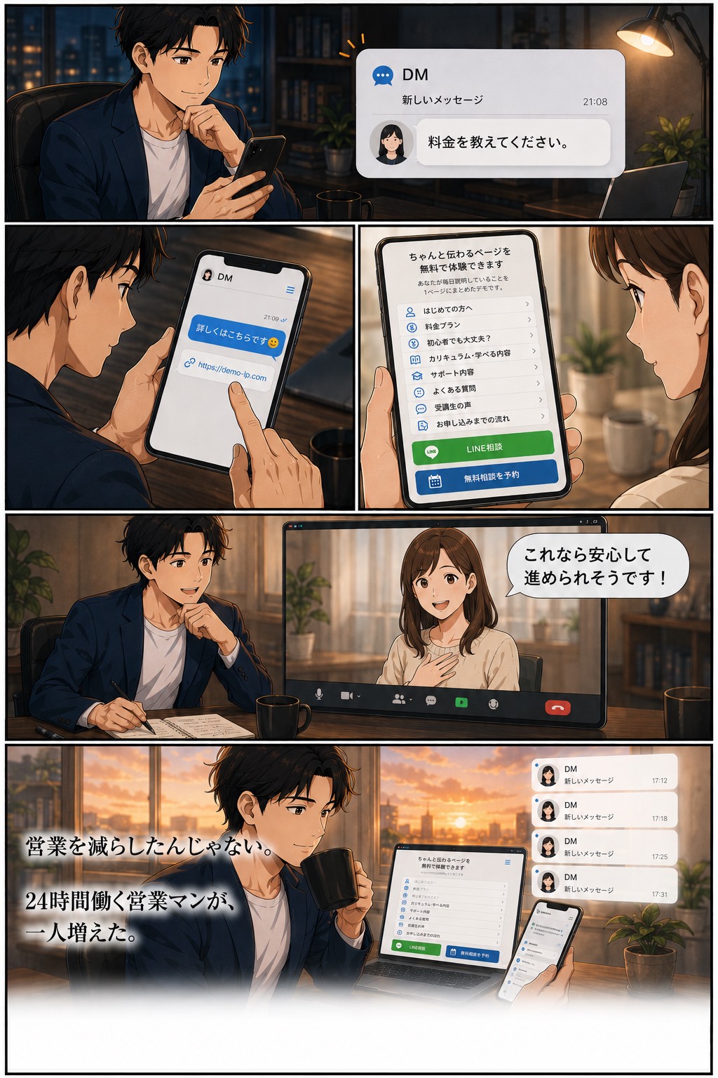 24時間働くページによって相談者も安心できるようになった様子